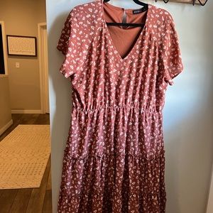 Rust floral short dress